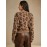 Elegant Leopard Print Pearl-Adorned Sweater Jacket - Luxurious Pearl-Accented Collar & Sleeve Trim, High Elasticity Round Neck Blazer for All-Season Wear, Semi-Sheer Warm Coat (Hand Wash/Dry Clean) - Pearl-Decorated Blazer