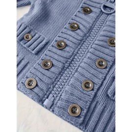 Multi-button decorated large zipper stand-up collar slim-fit cardigan