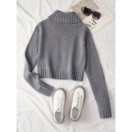 Multi-button decorated large zipper stand-up collar slim-fit cardigan