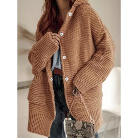 Women'S Elegant Button-Up Cardigan with Pockets - Solid Color Beige Open Front Sweater for Fall/Winter, Long Sleeve Cozy Warmth, Versatile Layering Piece, Cozy Fall Apparel, Classic Collar Design, Durable Fabric