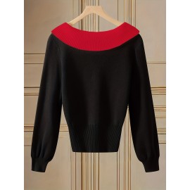 Women's Chic Sweater - Elegant Pullover with Long Flowing Lines, Non-Transparent Winter Sweater for Office, Party, Everyday Outfits - Fall/Winter Women's Fashion Tops, Cute Sweaters, Party Wear, Sophisticated Style, Highquality Knitwear