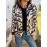 Plus-Size Women'S Zebra Print Casual Blazer Jacket - Full-Zip Front Closure, Black & White Striped Pattern, All-Season Versatile Outerwear, Relaxed Fit with Full-Length Zipper & Collar, Stylish & Comfortable for Everyday Semi-Formal Outfits, Plus Size Women Winter Coat, Women Winter Coat Plus Size, Coat For Women Winter Plus Size, Women Winter Coat, Blazer For Women Plus Size, Coat For Women Plus Size, Plus Size Women Clothes, Women Plus Size Clothes, Plus Size Women Coat