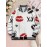 Plus Size Women's White XOXO Lip Print & Red Lips Heart Pattern Baseball Jacket - Cute Kiss Hug Design with Lipstick Kisses & XOXO Logo, Single-Breasted Long Sleeve Winter Coat, Casual Outerwear for Valentine's Day Gift