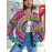 Plus Size Men's & Women's 60s/70s Retro Bohemian Rainbow Tie-Dye Jacket - Multicolor Swirl Print (Green/Blue/Pink//) Long Sleeve Hooded Coat for Festivals, Raves, Casual Wear - Unisex Vintage Outerwear