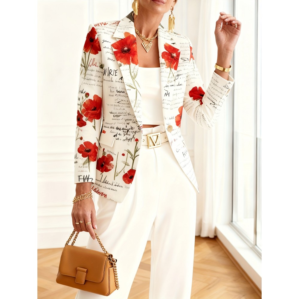 Plus Size - Plus Size Autumn And Winter Fashionable Printed Suit Jacket, Plus Size Suits for Women, Jackets for Women Plus Size, Womens Plus Size Suit, Blazer for Women Plus Size, Plus Size Womens Suits, Office Wear, Formal Clothing, Stylish Blazer