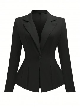 Plus Size, Women's Plus Size Tailored Black Suit Jacket - Elegant Lapel Collar Blazer Coat, Structured Notch Jacket for,, Weddings & Professional Attire, Wrinkle-Resistant Classic Fit (Machine Washable)