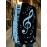Plus Size - Women'S Musical Notes & Piano Keys Printed Suit Jacket - V-Neck Single Button Slim Fit Blazer, Black with Blue Musical Notes, All-Season Office & Casual Wear, Elegant Music-Themed Professional Apparel, Musicthemed Clothing, Durable Fabric